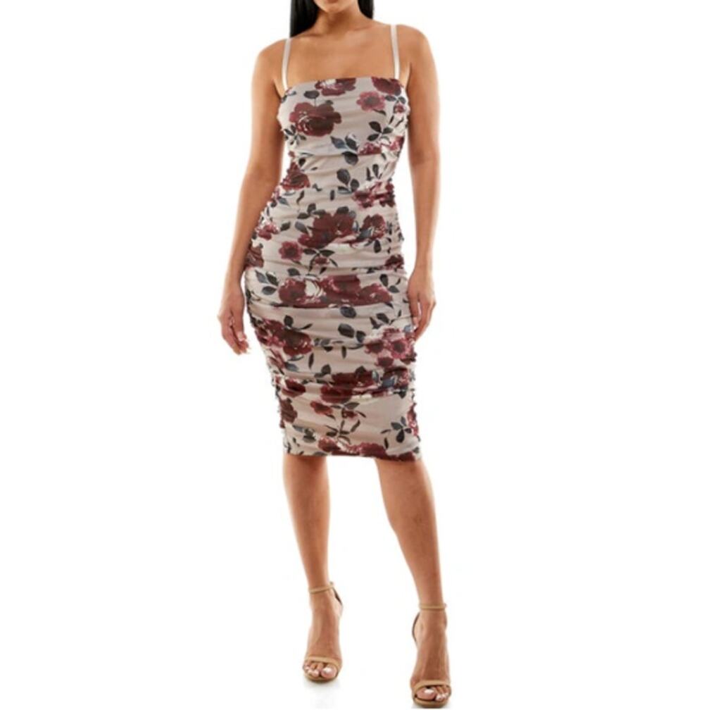 New ~ SPEECHLESS ~ Mauve Wine Ruched Knit Dress Size S